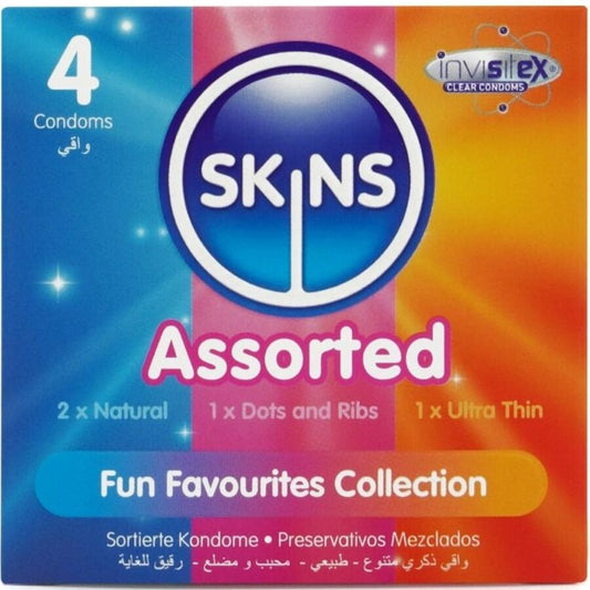 SKINS PACOTE COM 4 PRESERVATIVOS PREMIUM VARIADOS