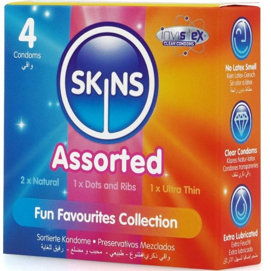 SKINS PACOTE COM 4 PRESERVATIVOS PREMIUM VARIADOS