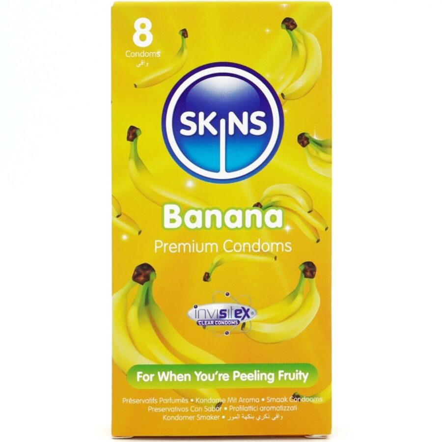 SKINS PRESERVATIVOS BANANA PREMIUM PACOTE COM 8