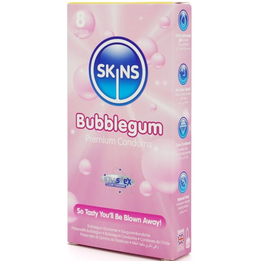 SKINS PRESERVATIVOS BUBBLEGUM PREMIUM PACOTE 8