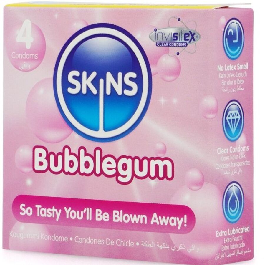 SKINS PRESERVATIVOS BUBBLEGUM PREMIUM PACOTE 4