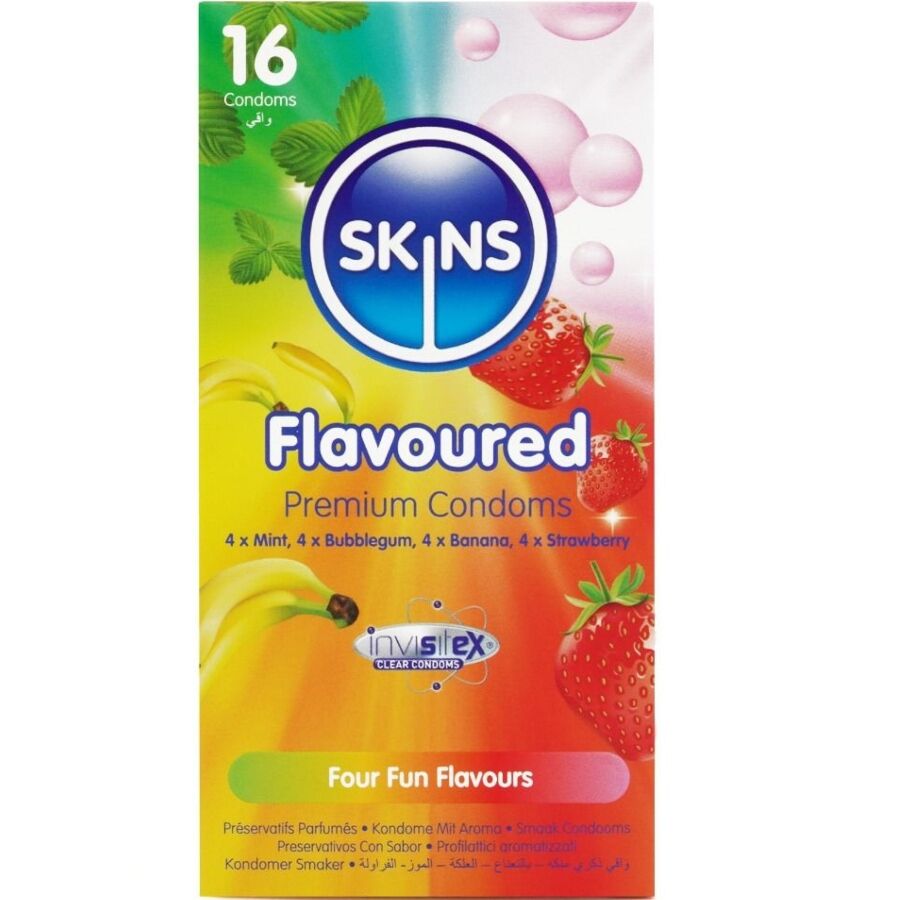 SKINS PRESERVATIVOS PREMIUM MULTI SABORES PACOTE COM 16
