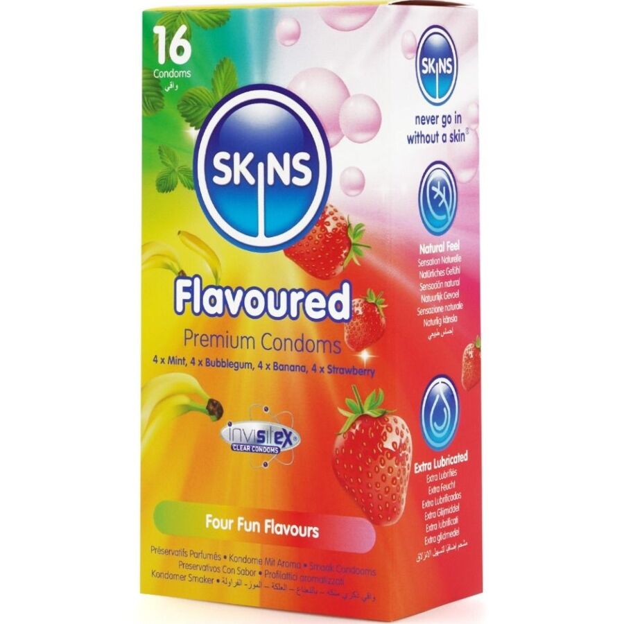 SKINS PRESERVATIVOS PREMIUM MULTI SABORES PACOTE COM 16