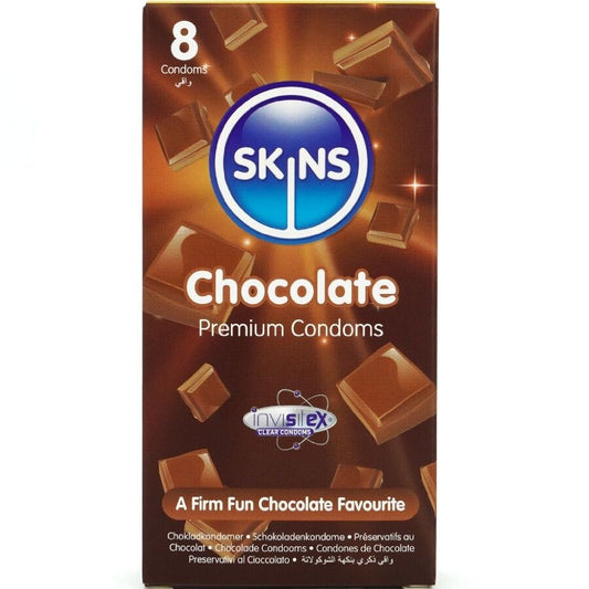 SKINS PRESERVATIVOS CHOCOLATE PREMIUM PACOTE 8