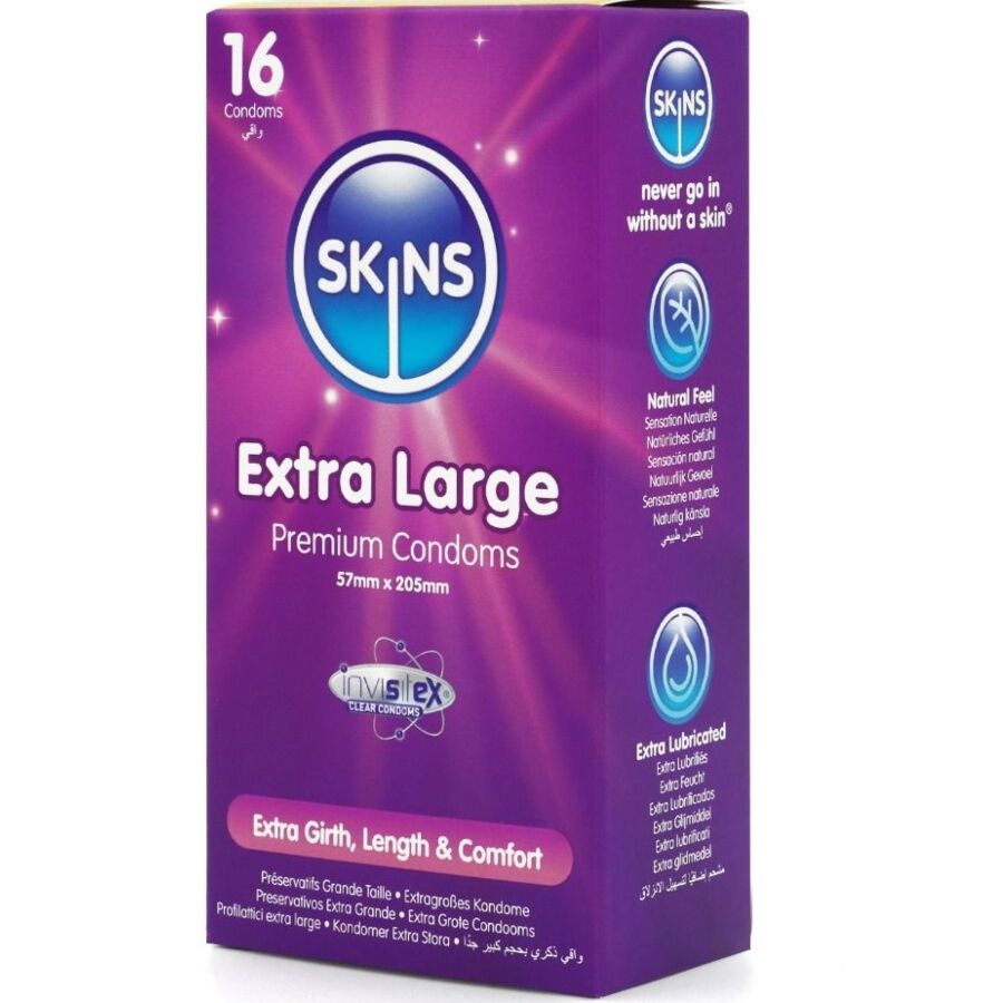 SKINS PRESERVATIVOS EXTRA GRANDE PREMIUM PACOTE COM 16