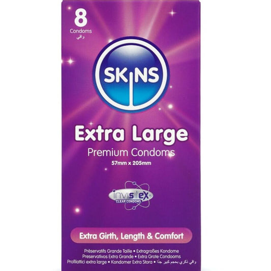 SKINS PRESERVATIVOS EXTRA GRANDE PREMIUM PACOTE COM 8