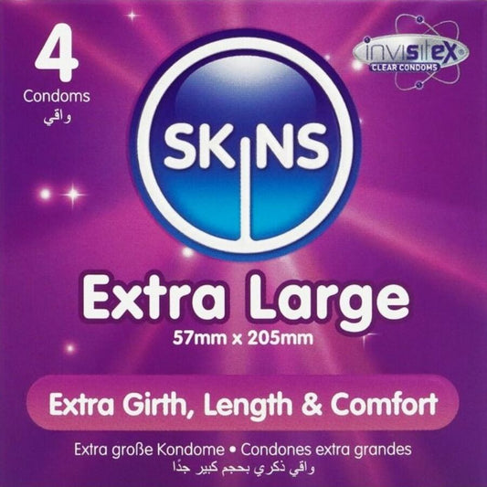 SKINS PRESERVATIVOS EXTRA GRANDE PREMIUM PACOTE 4