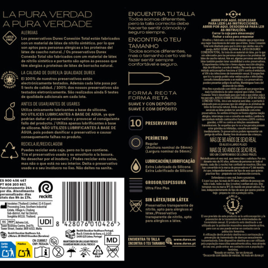DUREX TOTAL CONNECTION XL ULTRA FINE PLUS SEM LaTEX 10 UNIDADES