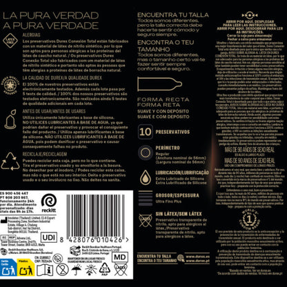 DUREX TOTAL CONNECTION XL ULTRA FINE PLUS SEM LaTEX 10 UNIDADES