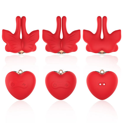 ARMONY GRAMPOS MAGNeTICOS PARA MAMILOS COM VIBRAyaO FORMATO BORBOLETA VERMELHO