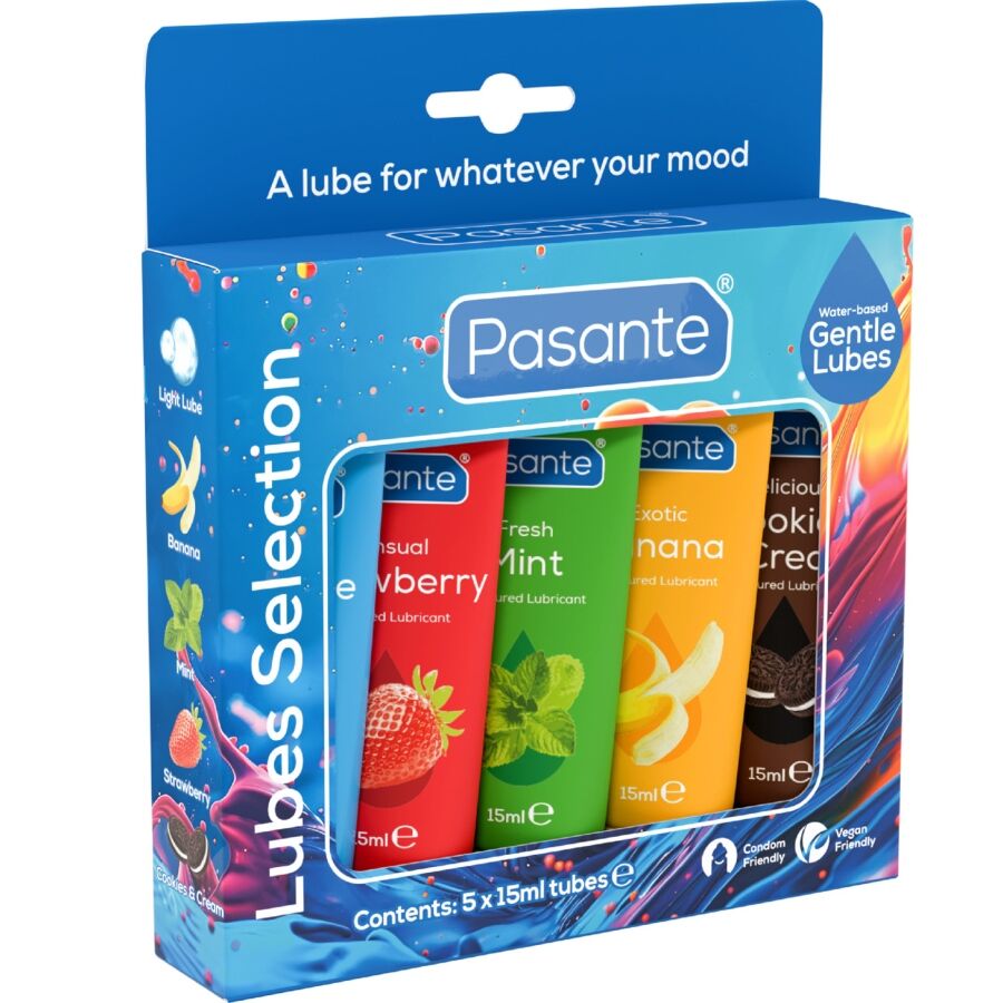PASANTE PACK LUBRIFICANTES SABORES SORTIDOS 5 UNIDADES X 15 ML