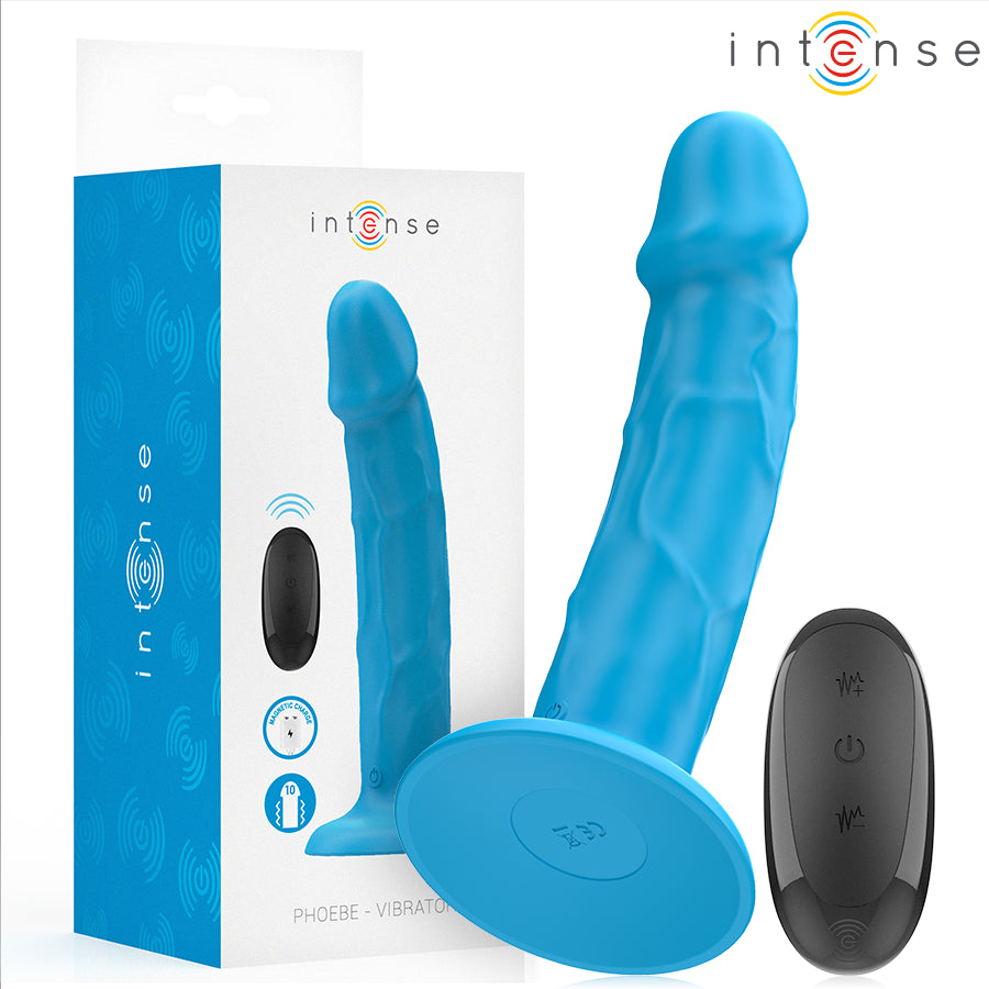 INTENSE VIBRADOR REALiSTICO PHOEBE 10 VIBRAyoES CONTROLE REMOTO AZUL