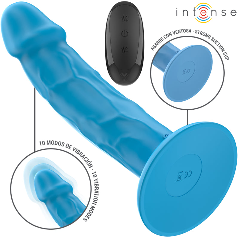 INTENSE VIBRADOR REALiSTICO PHOEBE 10 VIBRAyoES CONTROLE REMOTO AZUL