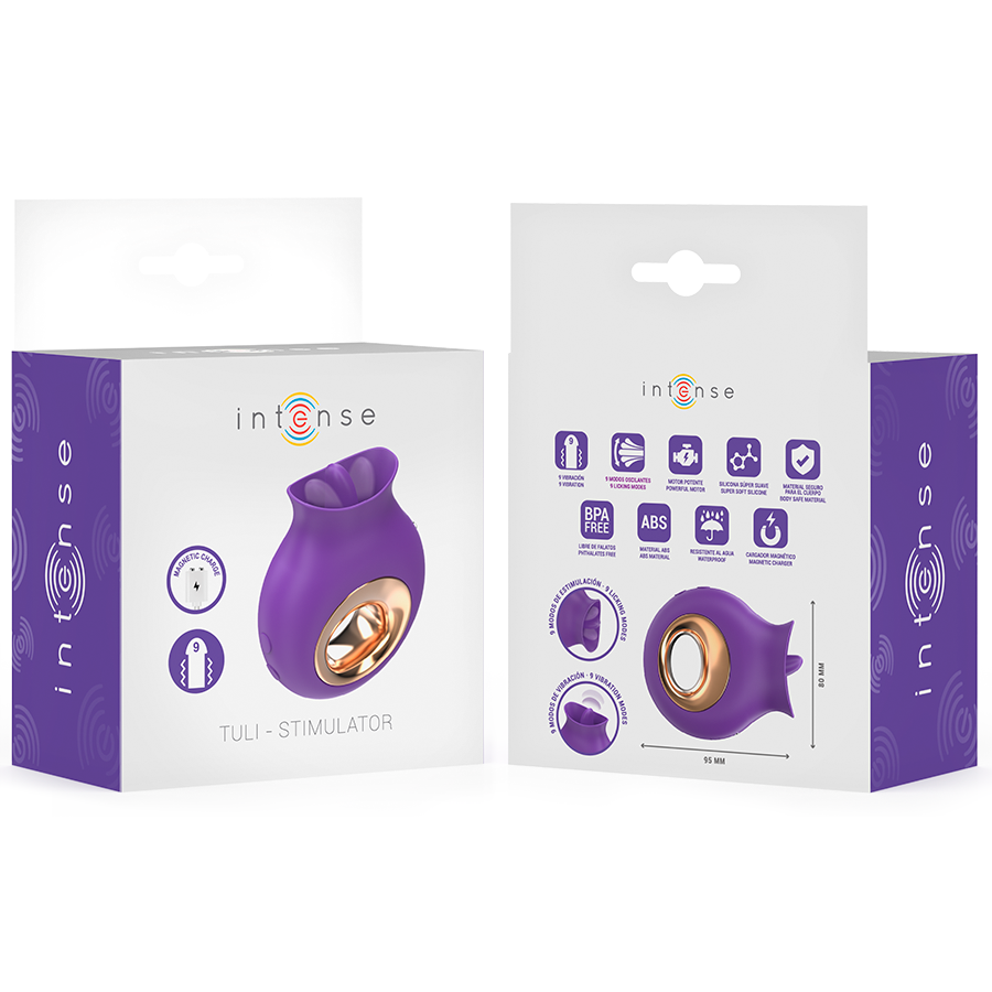 INTENSE ESTIMULADOR DE CLIToRIS TULI 9 VIBRAyoES E 9 OSCILAyoES ROXO