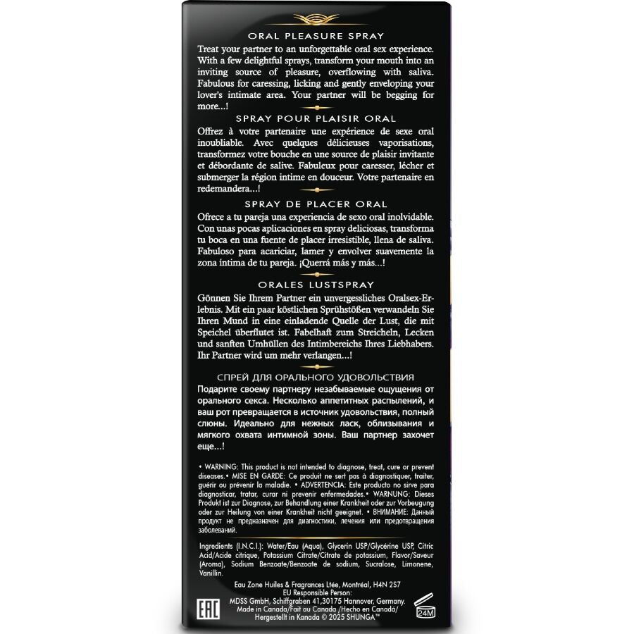SHUNGA SPRAY ORAL SEDUTOR DE PRAZER COM SABORES DE FRUTAS EXoTICAS 20 ML