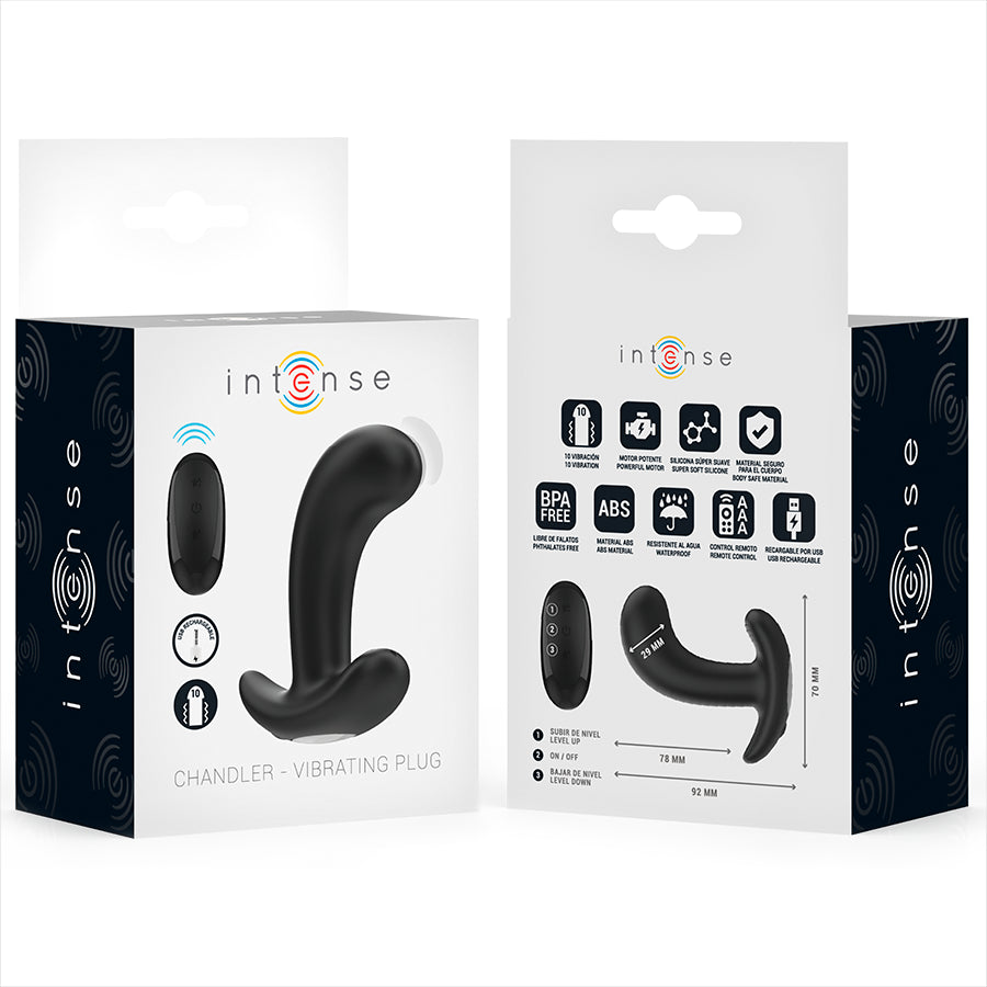 INTENSE CHANDLER ANAL PLUG 10 VIBRAyoES PRETO CONTROLE REMOTO