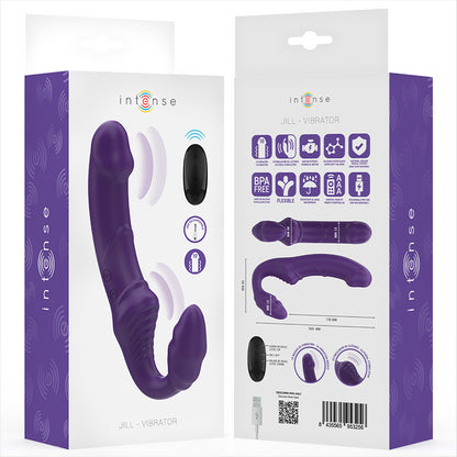 INTENSE JILL VIBRADOR DUPLO 20 CM ROXO CONTROLE REMOTO
