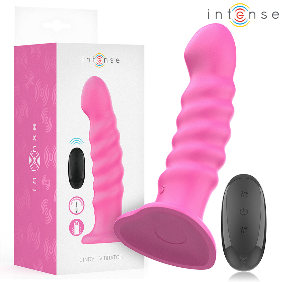 INTENSE VIBRADOR CINDY TAMANHO L DESIGN ESPIRAL 10 VIBRAyoES ROSA CONTROLE REMOTO