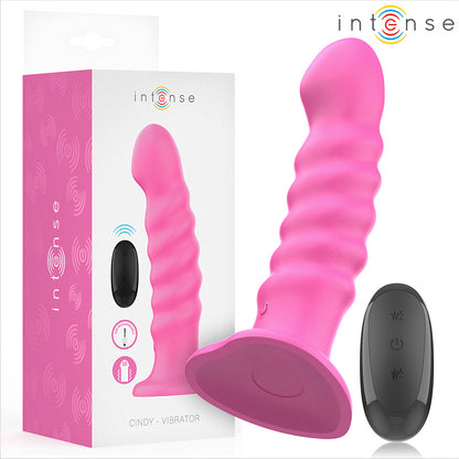INTENSE VIBRADOR CINDY TAMANHO L DESIGN ESPIRAL 10 VIBRAyoES ROSA CONTROLE REMOTO