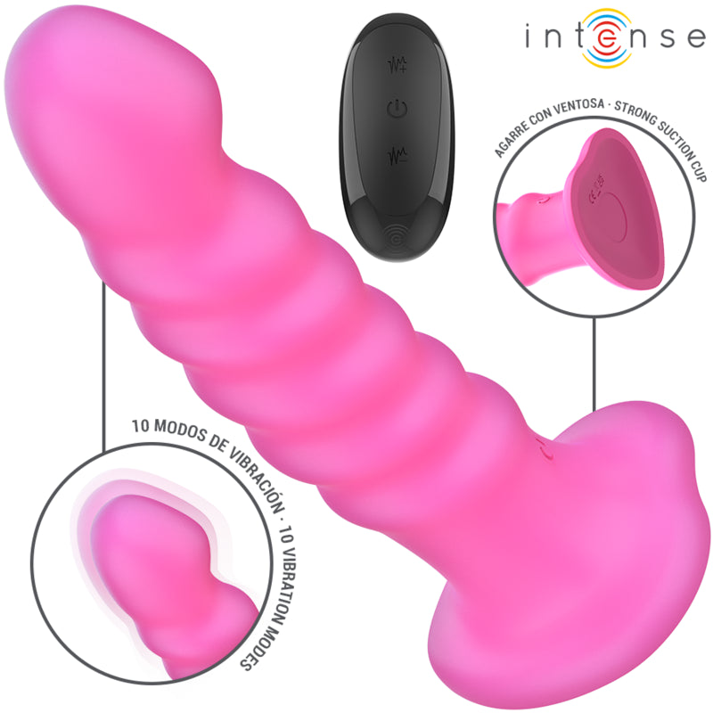 INTENSE VIBRADOR CINDY TAMANHO L DESIGN ESPIRAL 10 VIBRAyoES ROSA CONTROLE REMOTO