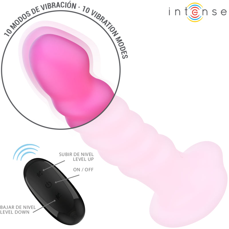 INTENSE VIBRADOR CINDY TAMANHO L DESIGN ESPIRAL 10 VIBRAyoES ROSA CONTROLE REMOTO