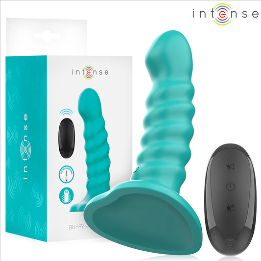 INTENSE VIBRADOR BUFFY TAMANHO P DESIGN ESPIRAL 10 VIBRAyoES CONTROLE REMOTO AZUL