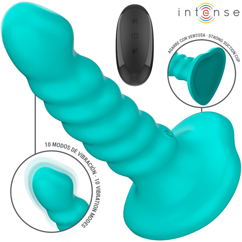 INTENSE VIBRADOR BUFFY TAMANHO P DESIGN ESPIRAL 10 VIBRAyoES CONTROLE REMOTO AZUL