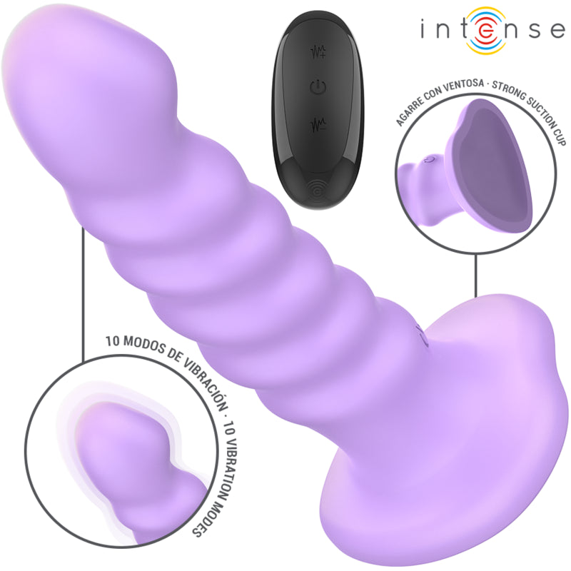 INTENSE VIBRADOR BRENDA TAMANHO M DESIGN ESPIRAL 10 VIBRAyoES ROXO CONTROLE REMOTO