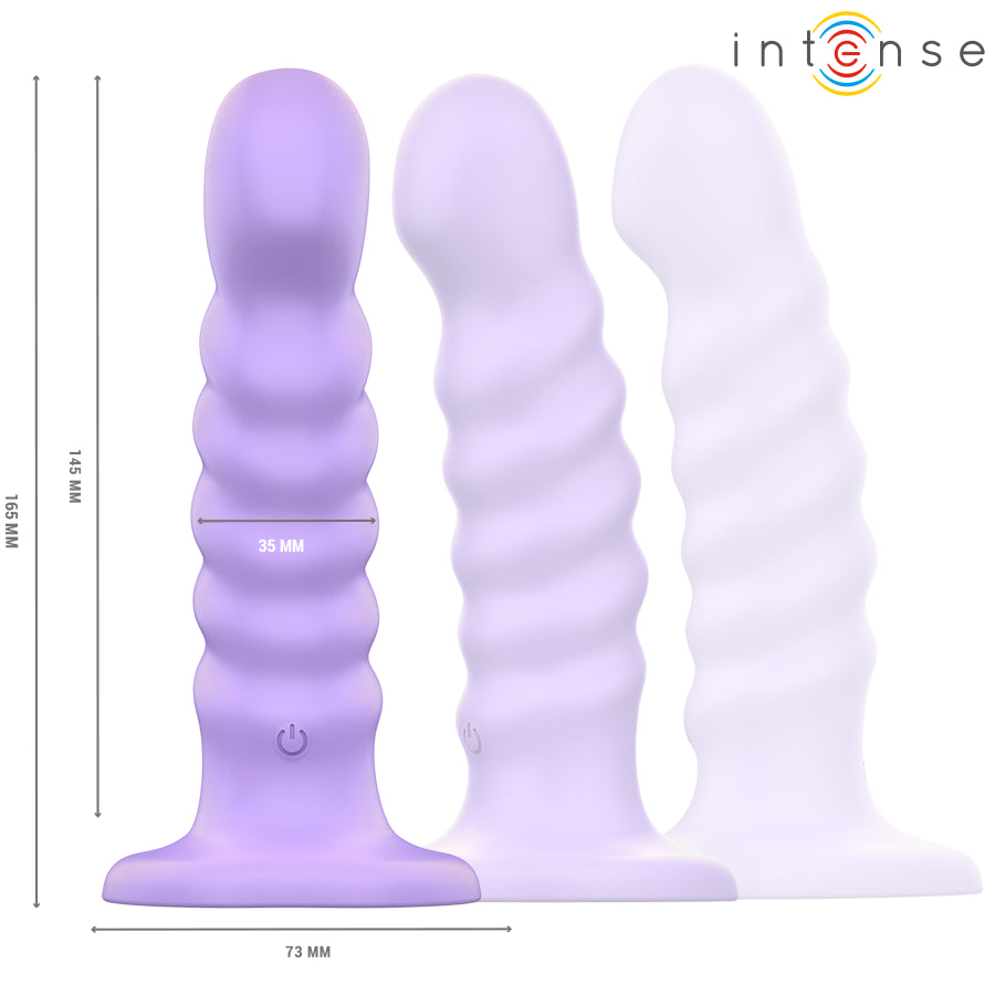 INTENSE VIBRADOR BRENDA TAMANHO M DESIGN ESPIRAL 10 VIBRAyoES ROXO CONTROLE REMOTO