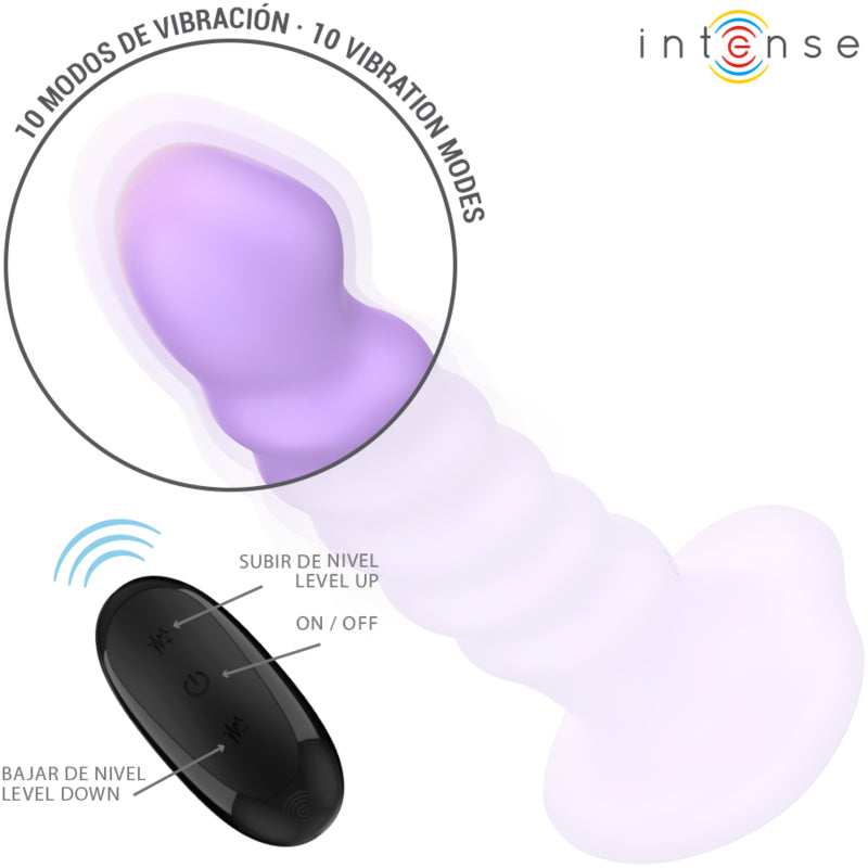 INTENSE VIBRADOR BRENDA TAMANHO M DESIGN ESPIRAL 10 VIBRAyoES ROXO CONTROLE REMOTO