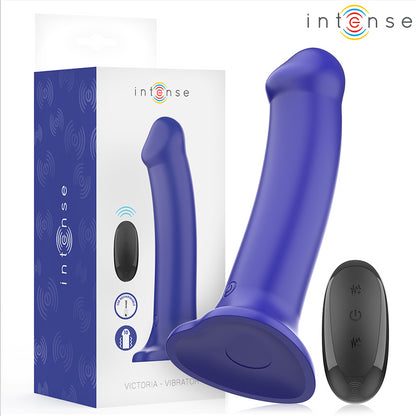 INTENSE VIBRADOR VICTORIA COM VENTOSA 10 VIBRAyoES AZUL ESCURO CONTROLE REMOTO