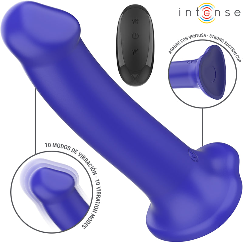 INTENSE VIBRADOR VICTORIA COM VENTOSA 10 VIBRAyoES AZUL ESCURO CONTROLE REMOTO