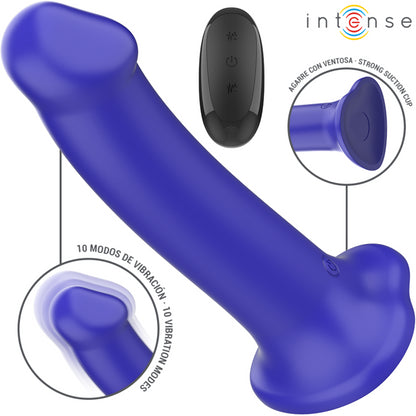 INTENSE VIBRADOR VICTORIA COM VENTOSA 10 VIBRAyoES AZUL ESCURO CONTROLE REMOTO