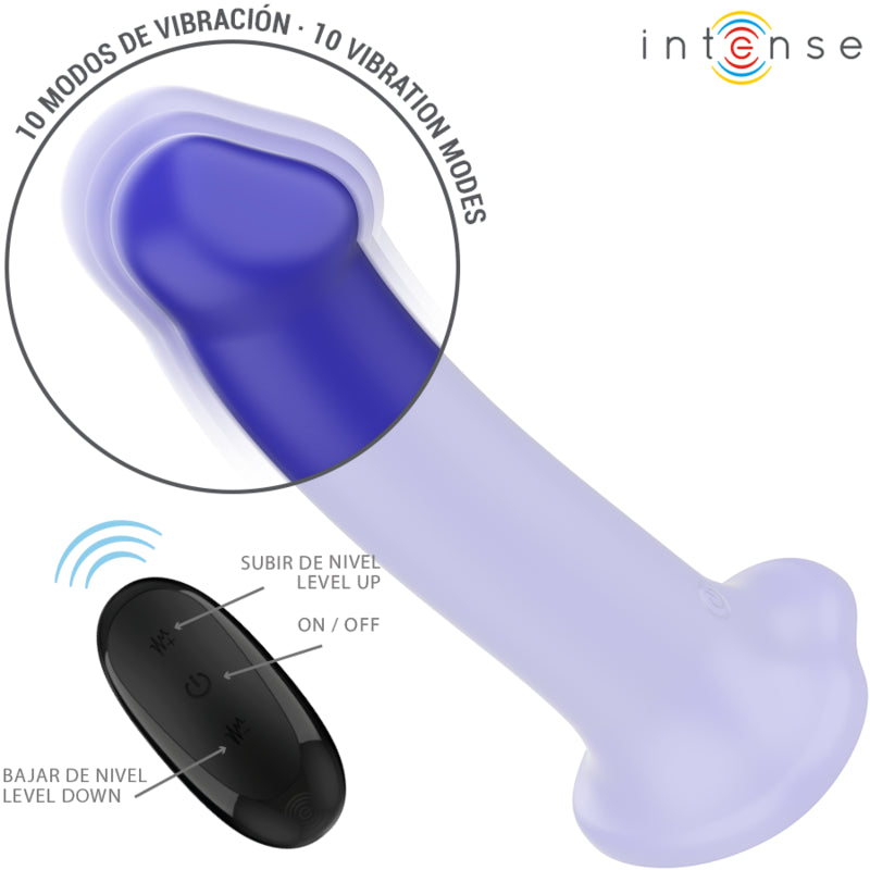 INTENSE VIBRADOR VICTORIA COM VENTOSA 10 VIBRAyoES AZUL ESCURO CONTROLE REMOTO