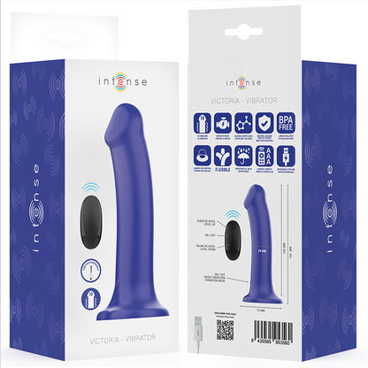 INTENSE VIBRADOR VICTORIA COM VENTOSA 10 VIBRAyoES AZUL ESCURO CONTROLE REMOTO