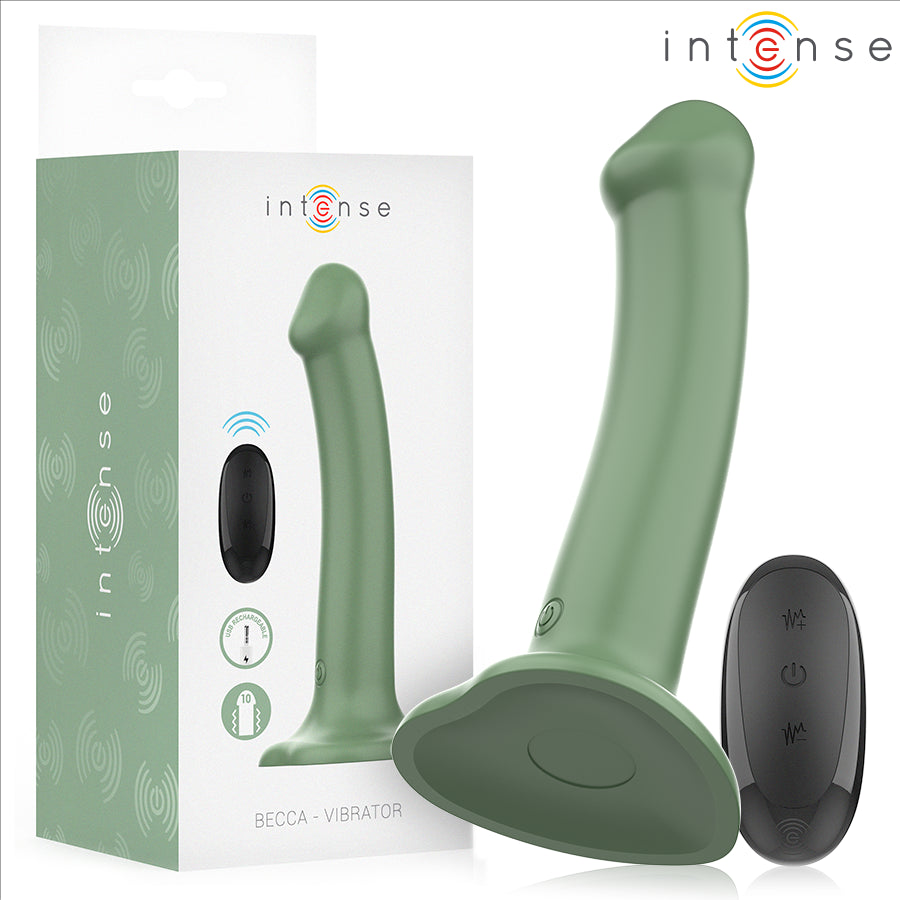 INTENSE VIBRADOR BECCA COM VENTOSA 10 VIBRAyoES VERDE CONTROLE REMOTO