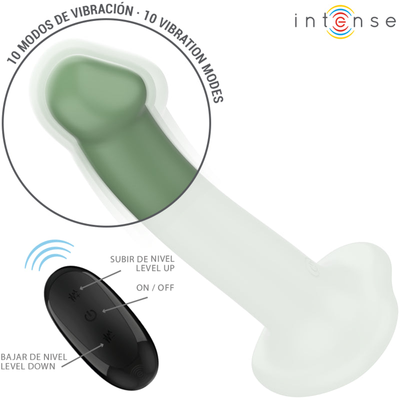 INTENSE VIBRADOR BECCA COM VENTOSA 10 VIBRAyoES VERDE CONTROLE REMOTO