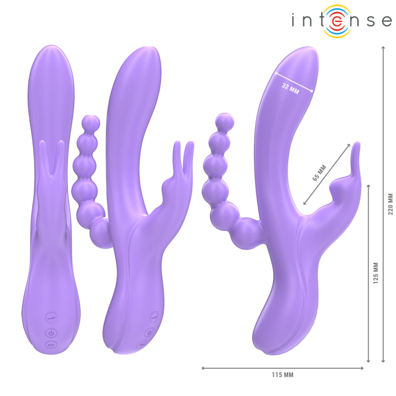 INTENSE MIKO TRIPLO VIBRADOR COELHO ESTIMULADOR ANAL 7 VIBRAyoES ROXO