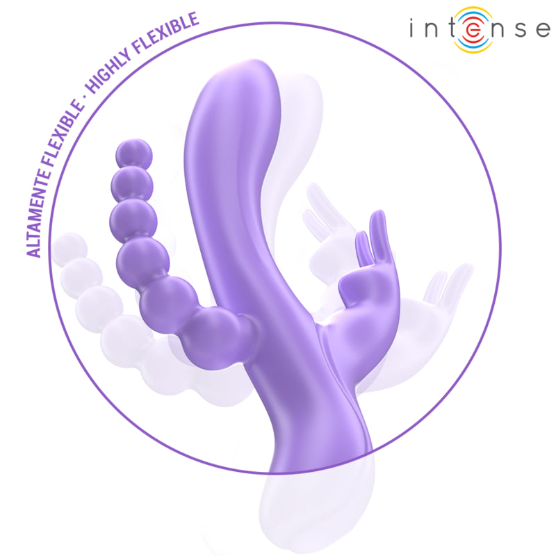 INTENSE MIKO TRIPLO VIBRADOR COELHO ESTIMULADOR ANAL 7 VIBRAyoES ROXO