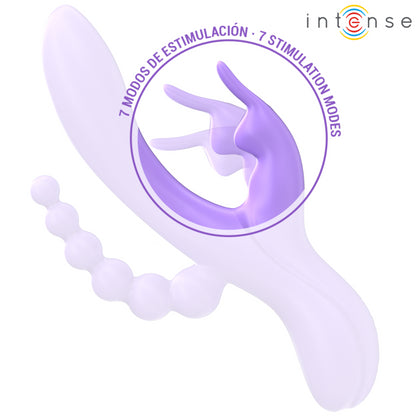 INTENSE MIKO TRIPLO VIBRADOR COELHO ESTIMULADOR ANAL 7 VIBRAyoES ROXO