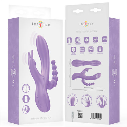 INTENSE MIKO TRIPLO VIBRADOR COELHO ESTIMULADOR ANAL 7 VIBRAyoES ROXO