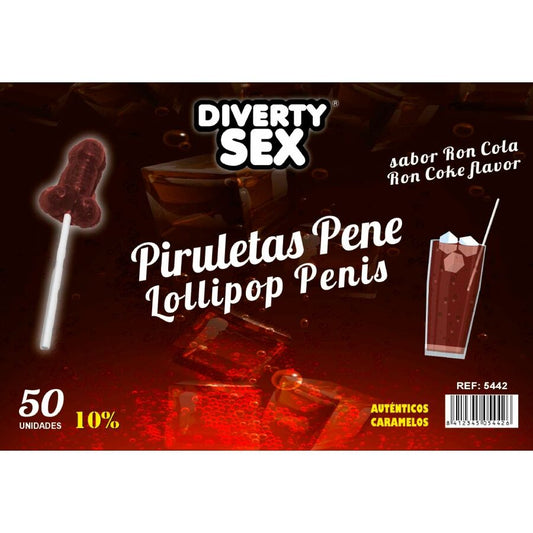 DIABLO GOLOSO 50 PeNIS PIRULITOPS RON COLA SABOR 10 aLCOOL