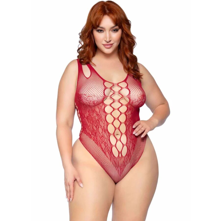 LEG AVENUE 81641X Body sem costura Borgonha Tamanho 1X 2X