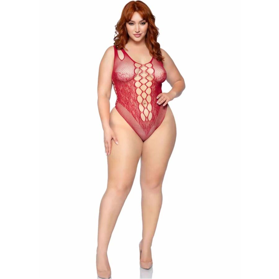 LEG AVENUE 81641X Body sem costura Borgonha Tamanho 1X 2X