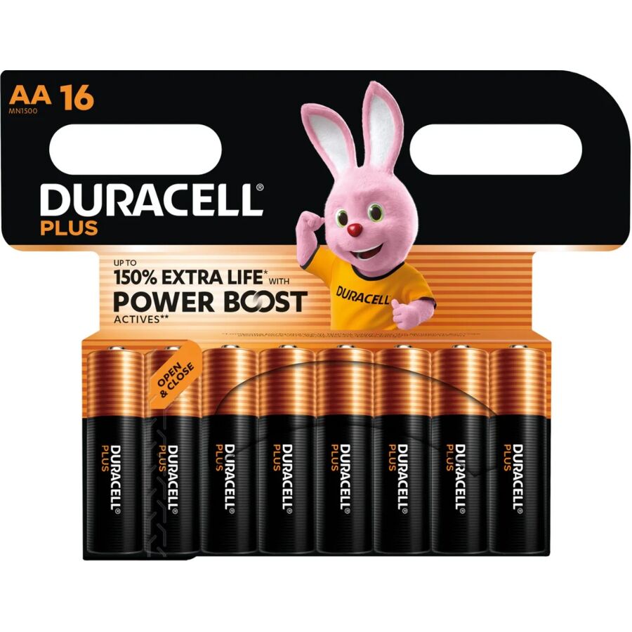 DURACELL PLUS POWER BOOST PILHAS ALCALINAS AA LR6 BLISTER x 16