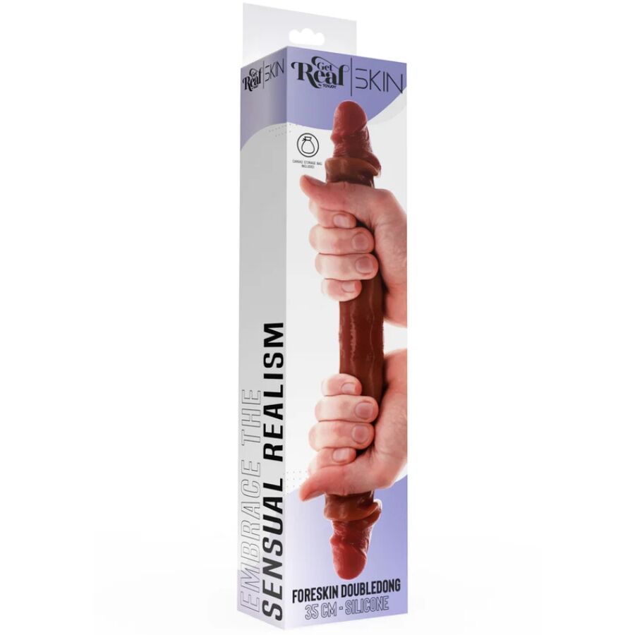 GET REAL DILDO DE SILICONE DE DUAS PONTAS CARAMELO 35 CM