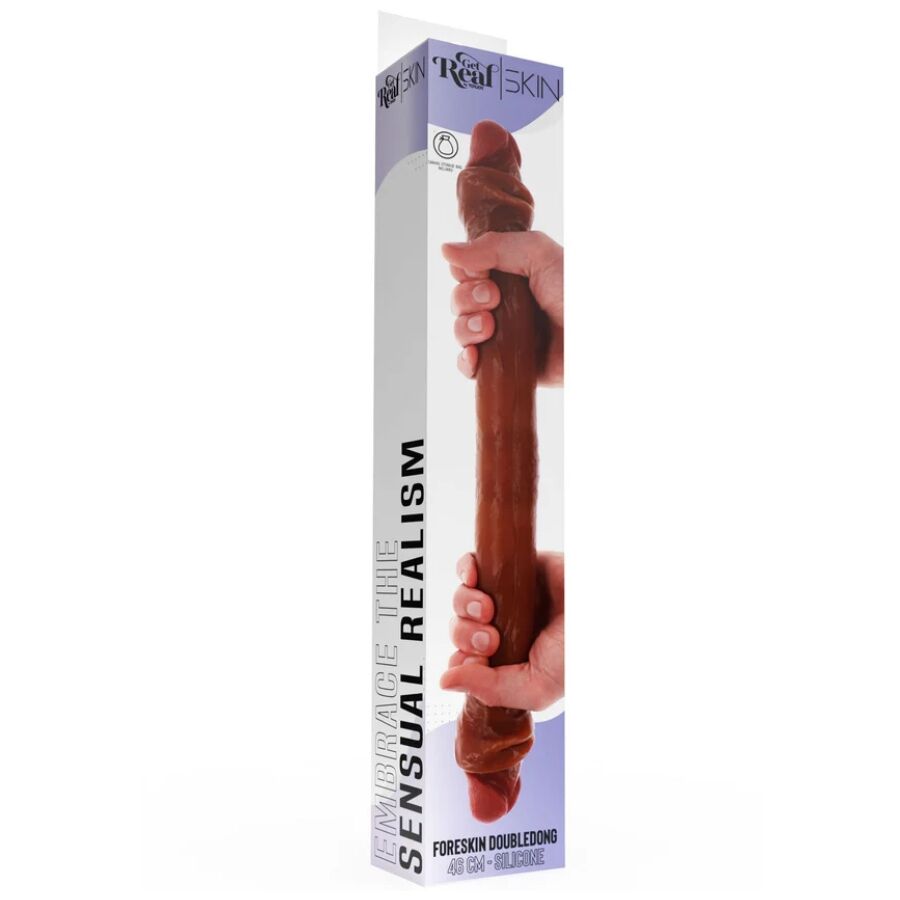 GET REAL DILDO DE SILICONE DE DUAS PONTAS CARAMELO 46 CM