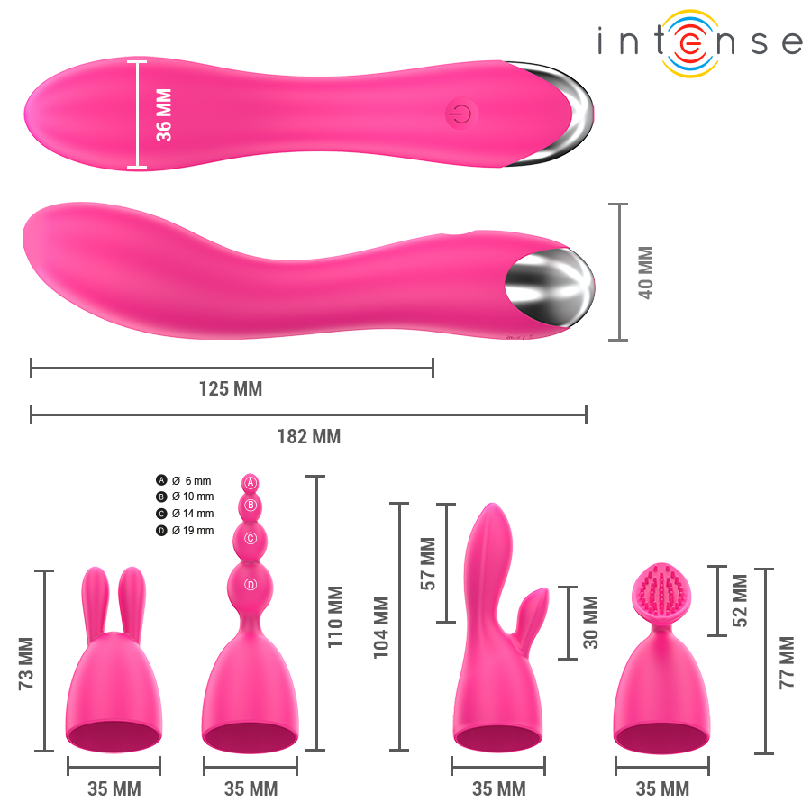 INTENSE VIBRADOR COM CABEyAS INTERCAMBIaVEIS CHER