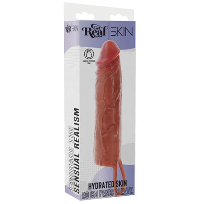 GET REAL CAPA DE SILICONE PARA PeNIS HIDRATADA CARAMELO 20 CM