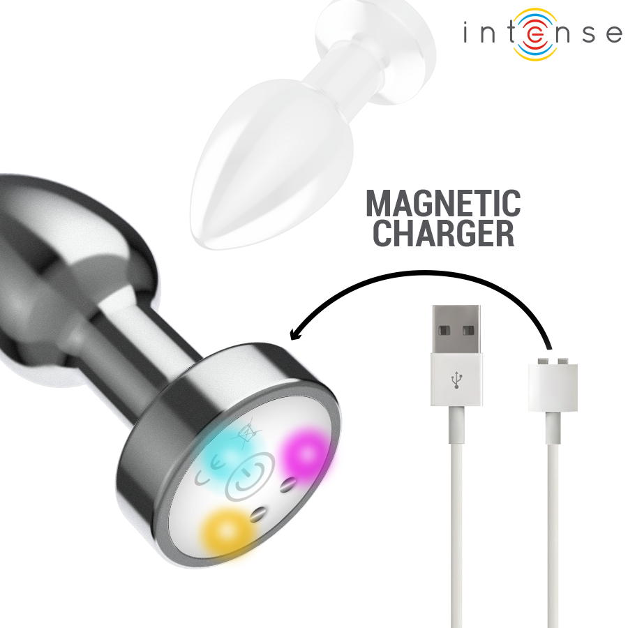 INTENSE - PLUG ANAL DE METAL VIBRANTE COM LUZES LED E CONTROLE REMOTO - TAMANHO S Fogo Do Desejo INTENSE - PLUG ANAL DE METAL VIBRANTE COM LUZES LED E CONTROLE REMOTO - TAMANHO S Fogo Do Desejo